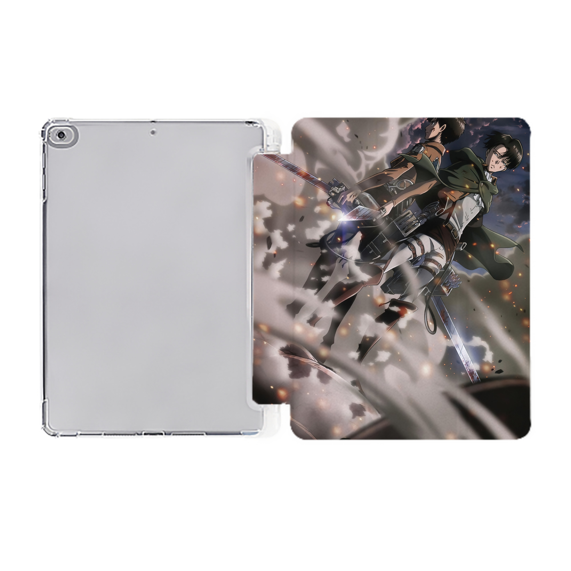 （画像用） 進撃の巨人 Attack on Titan IPad ケース ペン収納付き 三つ折りスタンド PUレザー×シリコン 対応機種9.5/10.5/10.9インチ